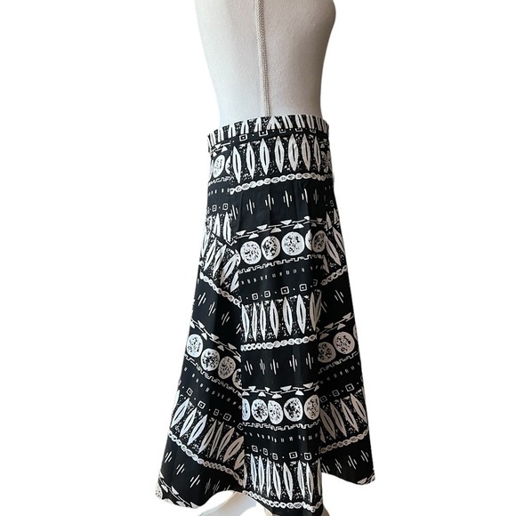 VERONICA BEARD WOODBLOCK PRINT FLARED A-LINE SKIRT SIZE 6 - Picture 4 of 12